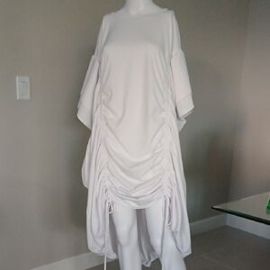 Elegant White Ruched Dress